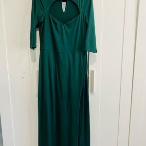 Elegant Deep Green Long Sleeve Dress